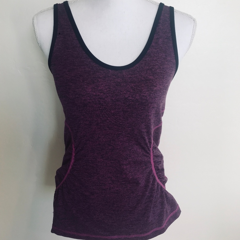 Nordstrom Zella Ruched Plum Workout Top